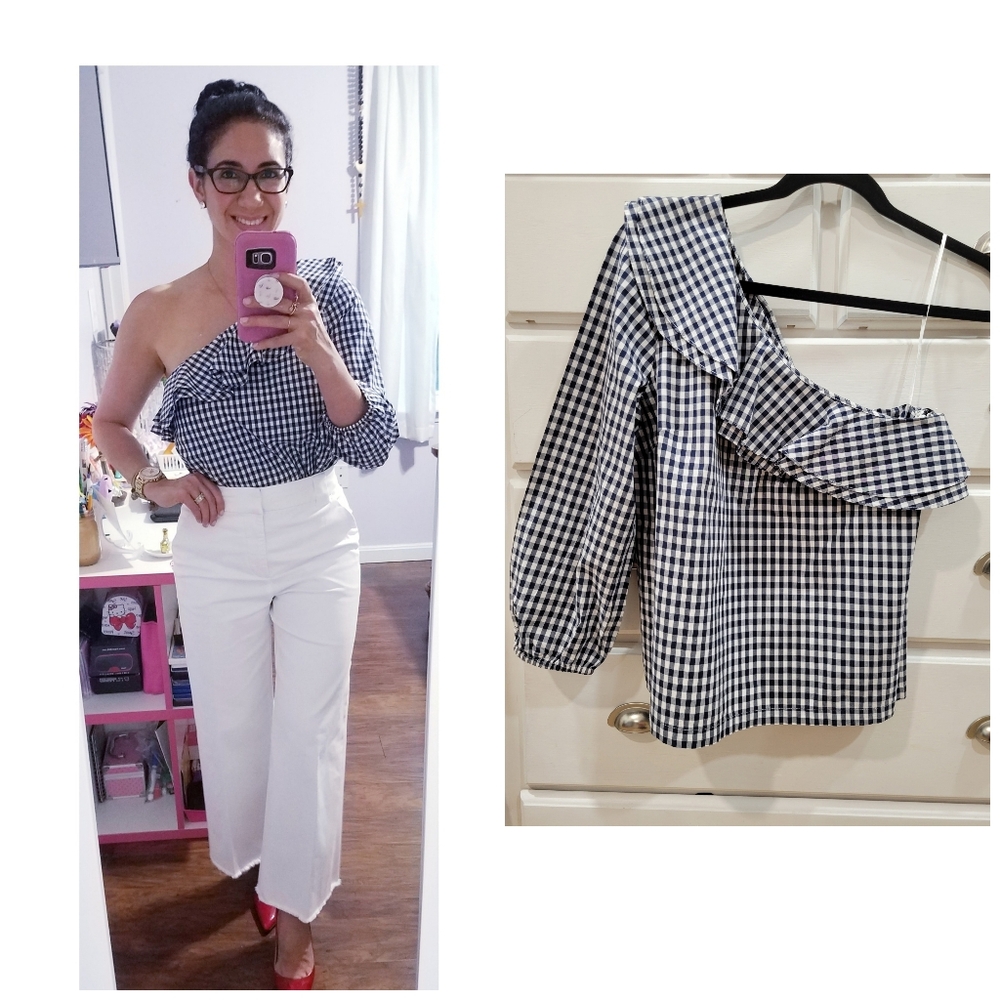 J.crew Blue Gingham Top